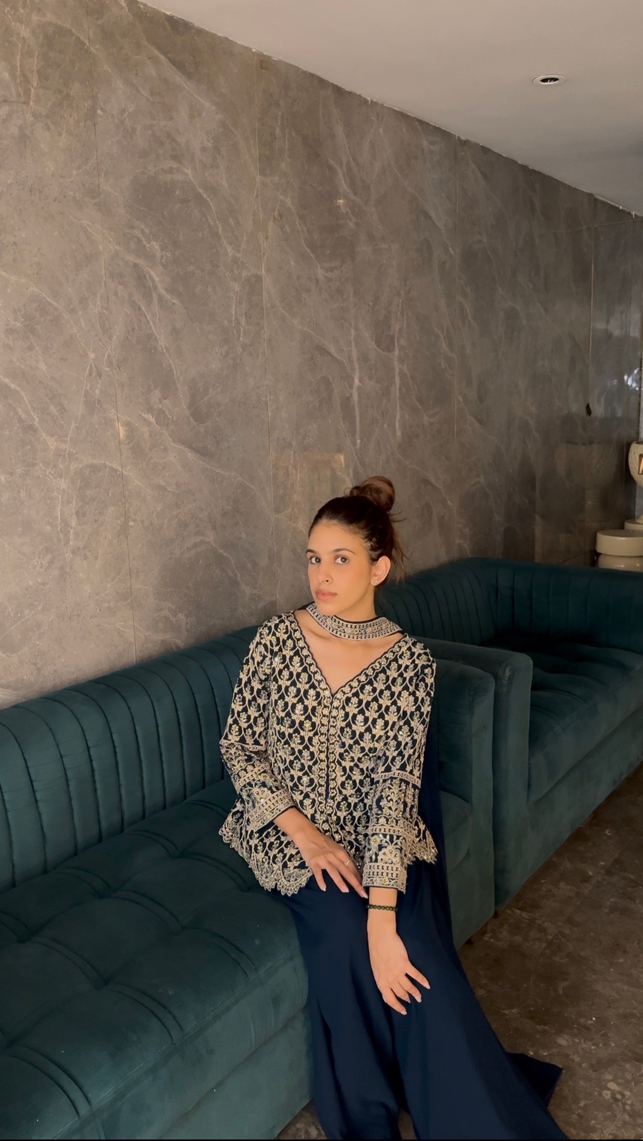 Deep Teal Peplum Suit Set