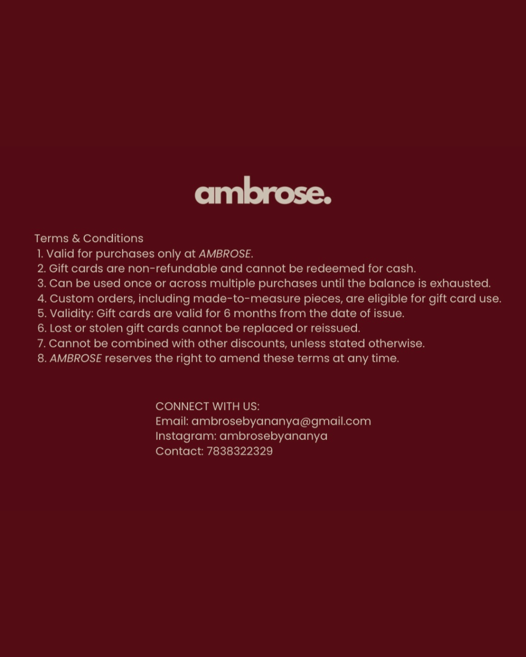 Ambrose Gift Card