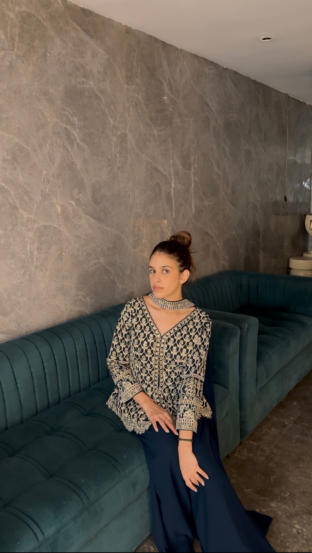 Deep Teal Peplum Suit Set